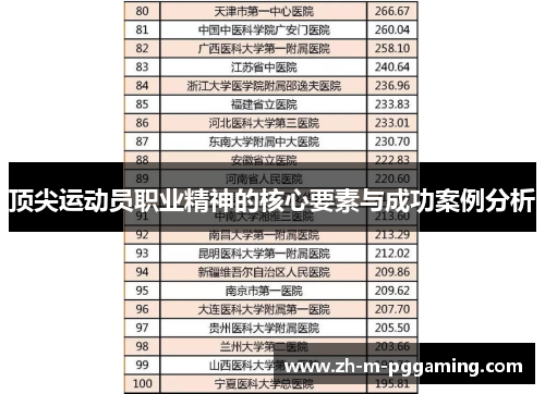 顶尖运动员职业精神的核心要素与成功案例分析