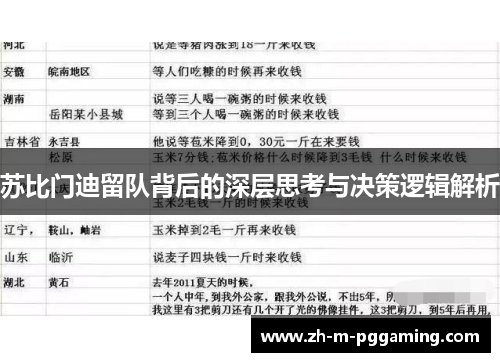 苏比门迪留队背后的深层思考与决策逻辑解析 苏比门迪留队背后的深层思考与决策逻辑解析